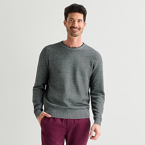 St. John's Bay Birdseye Mens Crew Neck Long Sleeve Pullover Sweater, Xx-large, Black