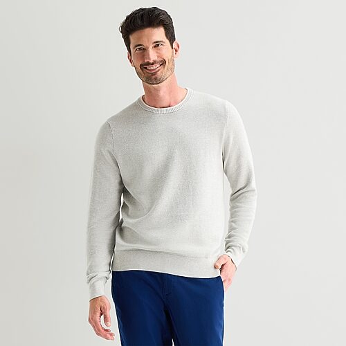 St. John's Bay Birdseye Mens Crew Neck Long Sleeve Pullover Sweater, X-large, Gray