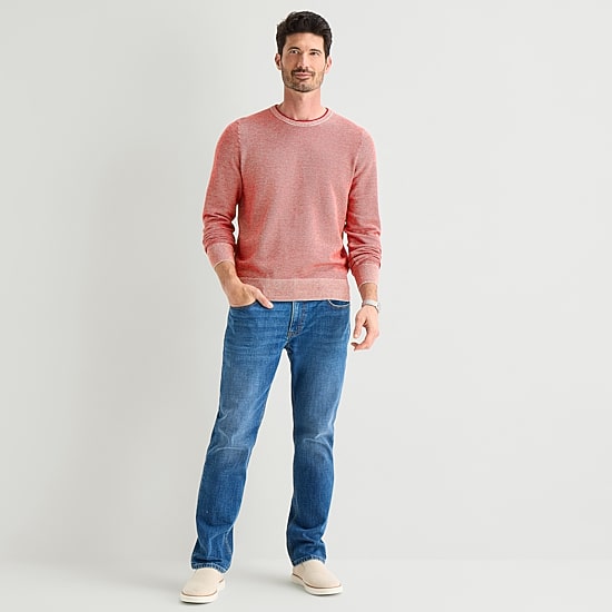 St. John's Bay Birdseye Mens Crew Neck Long Sleeve Pullover Sweater