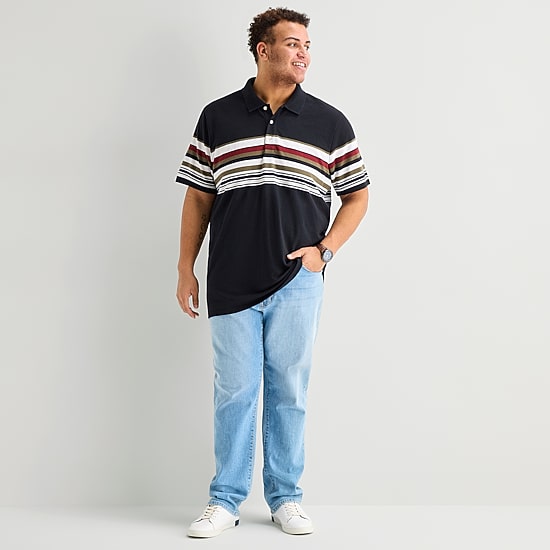 mutual weave Big and Tall Mens Relaxed Fit Short Sleeve Polo Shirt