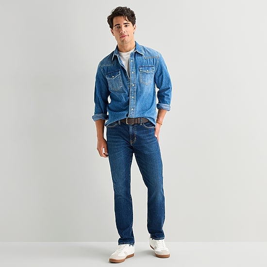 Arizona Mens Stretch Fabric Tapered Leg Athletic Fit Jean