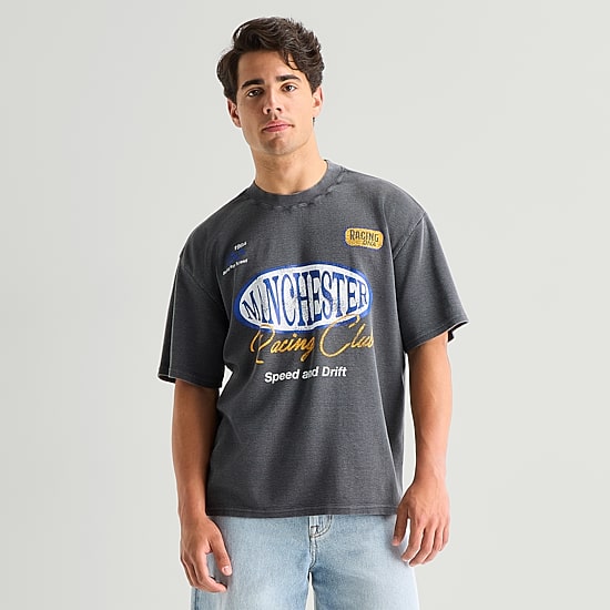 Arizona Mens Crew Neck Short Sleeve Boxy Fit Graphic T-Shirt
