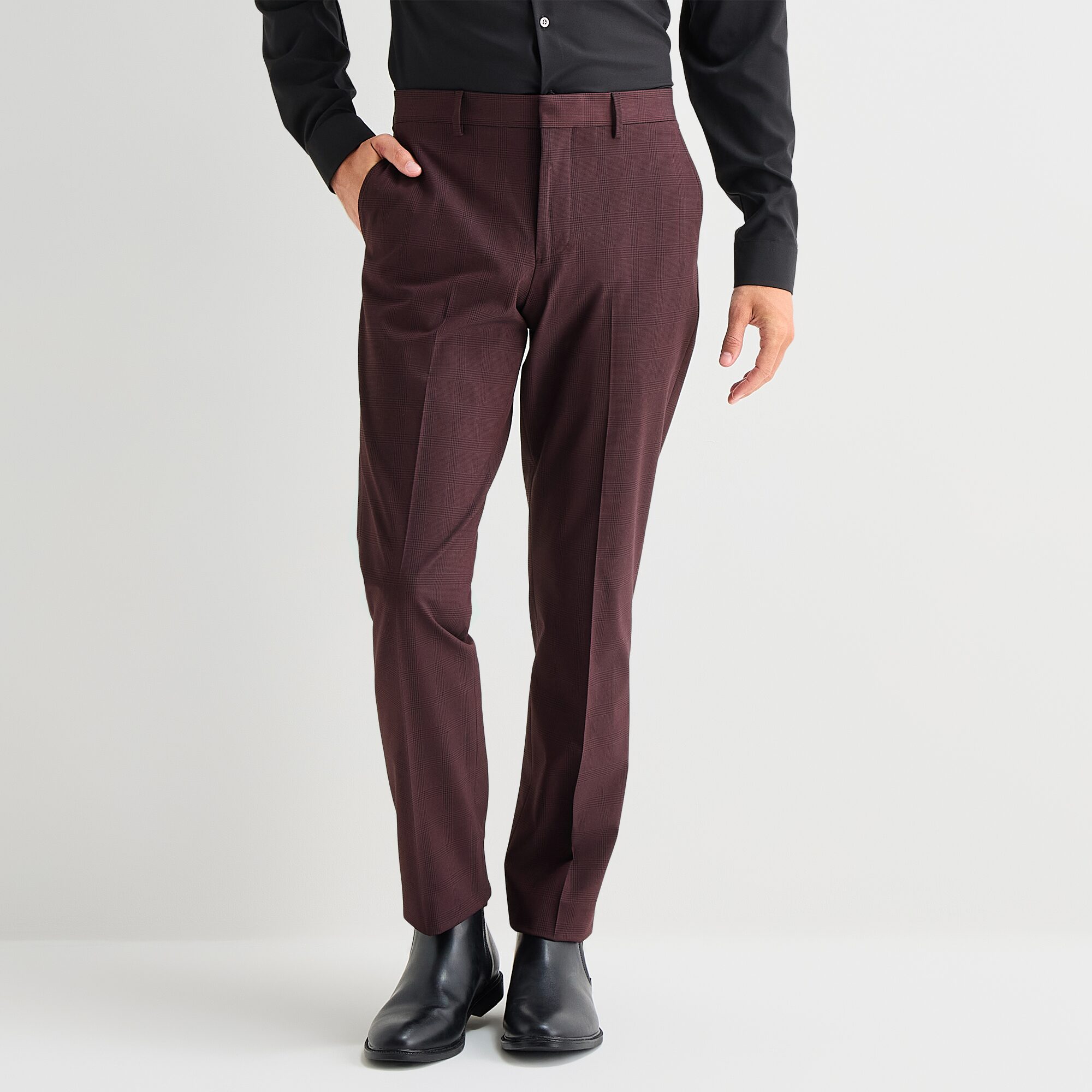 J. Ferrar Ultra Comfort Mens Slim Fit Plaid Flat Front Suit Pant