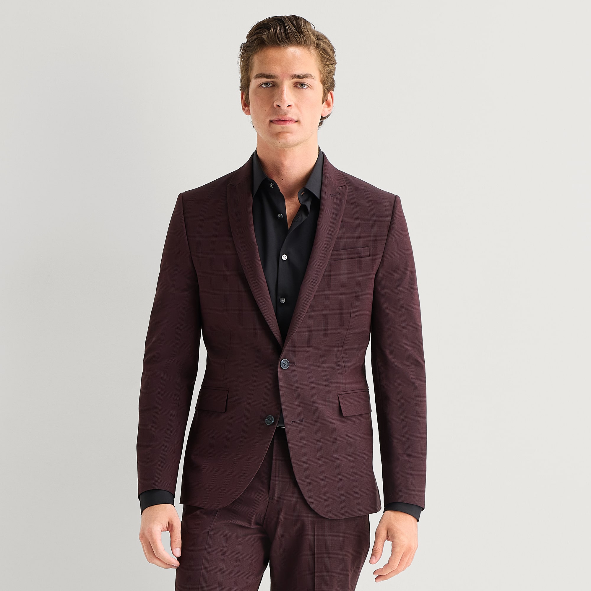 J. Ferrar Ultra Comfort Mens Slim Fit Plaid Suit Jacket