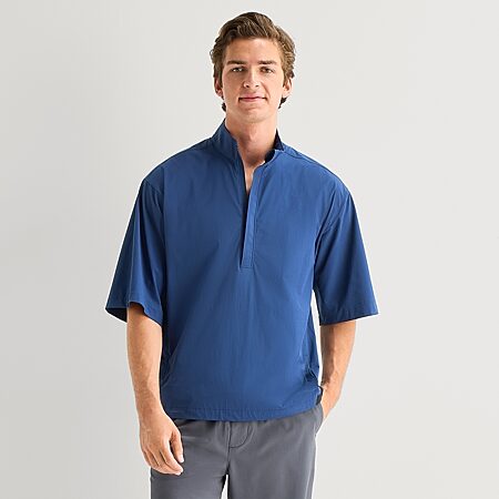 Arizona Mens Mock Neck Long Sleeve Quarter-Zip Pullover, Color: Lt