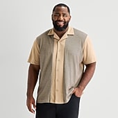 Shaquille O'Neal XLG™ Blocked Bowling Mens Short Sleeve Regular Fit Big and Tall Button-Down Shirt