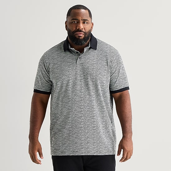Shaquille O'Neal XLG™ Jacquard Texture Big and Tall Mens Regular Fit Short Sleeve Polo Shirt