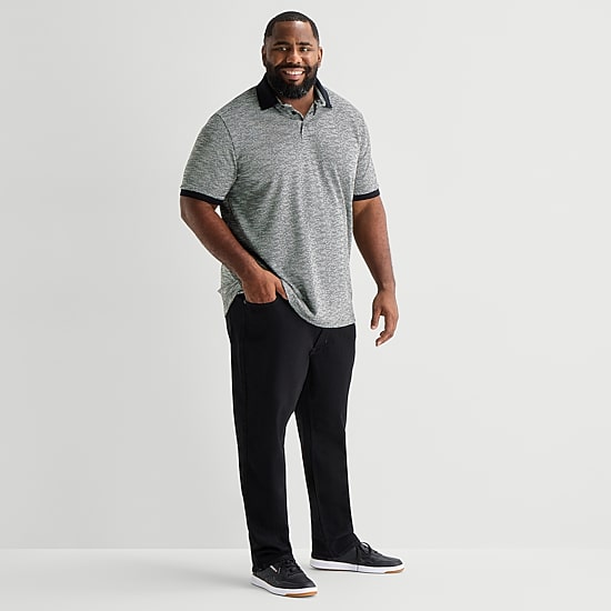 Shaquille O'Neal XLG™ Jacquard Texture Big and Tall Mens Regular Fit Short Sleeve Polo Shirt