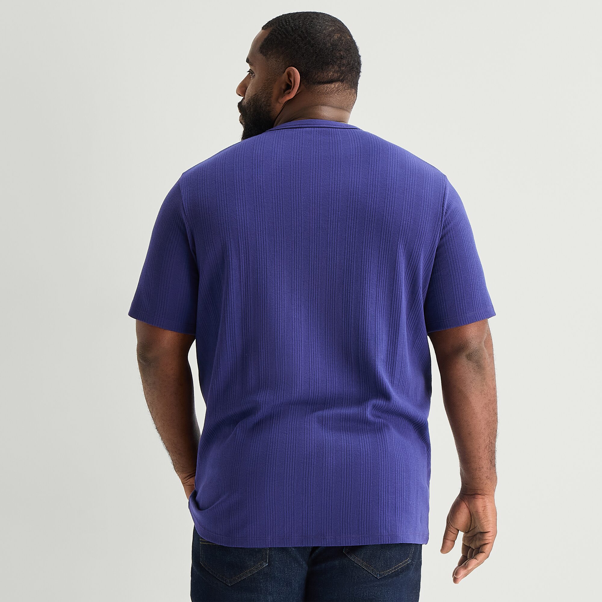 Shaquille O'Neal XLG™ Ribbed Dropneedle Mens Crew Neck Short Sleeve Big and Tall T-Shirt