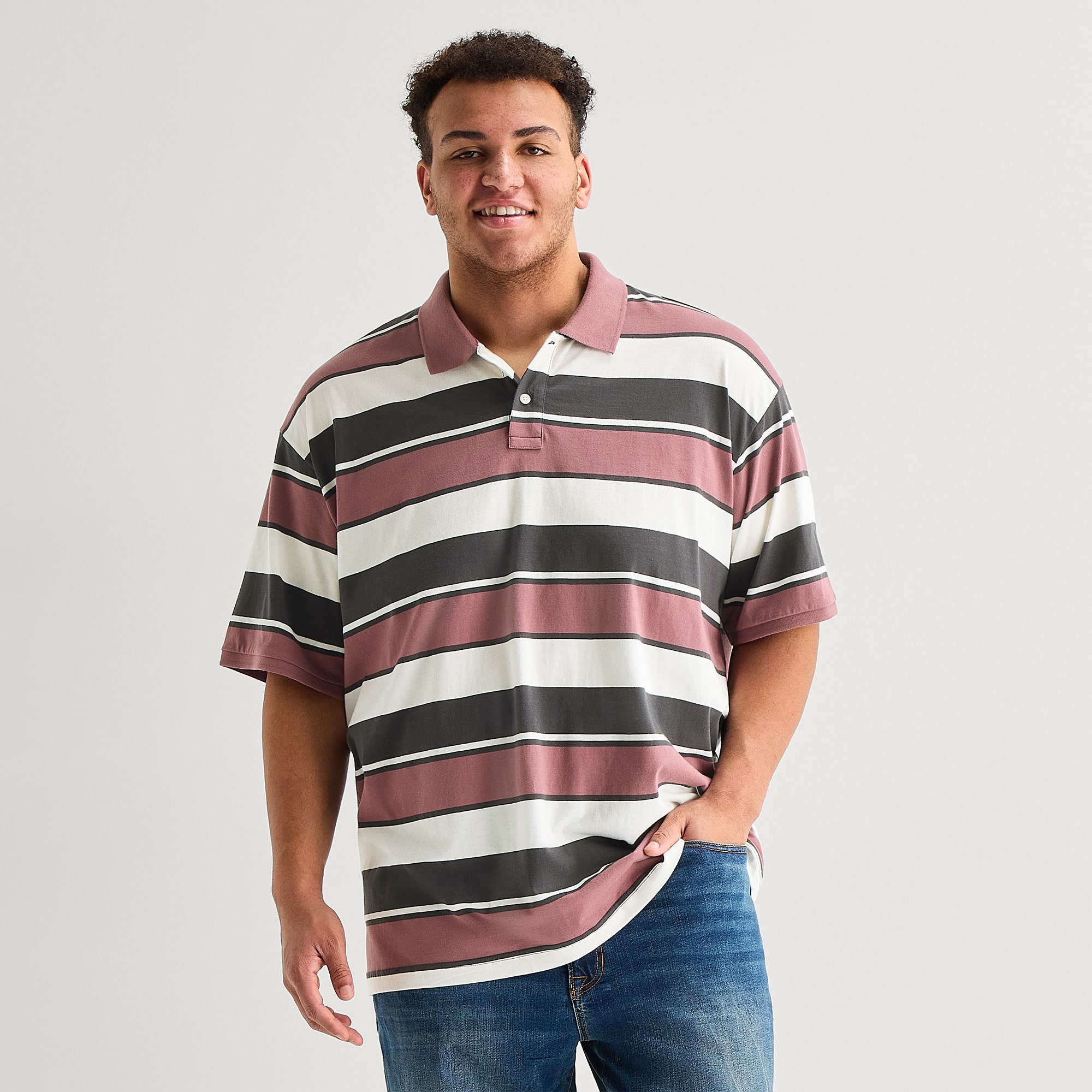 Arizona Big and Tall Mens Boxy Fit Short Sleeve Polo Shirt