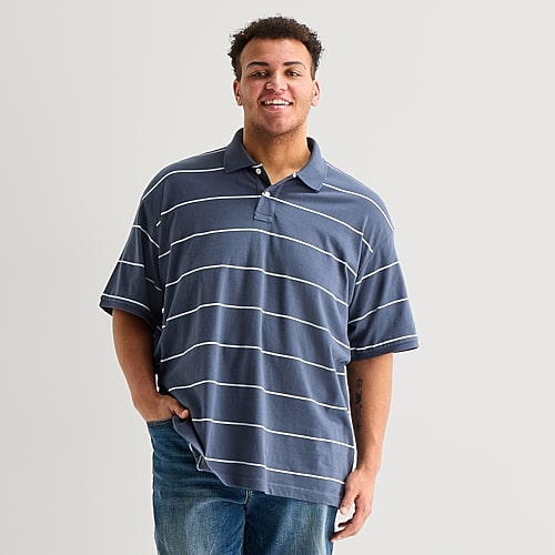 Arizona Big and Tall Mens Boxy Fit Short Sleeve Polo Shirt, 2x-large Tall, Blue