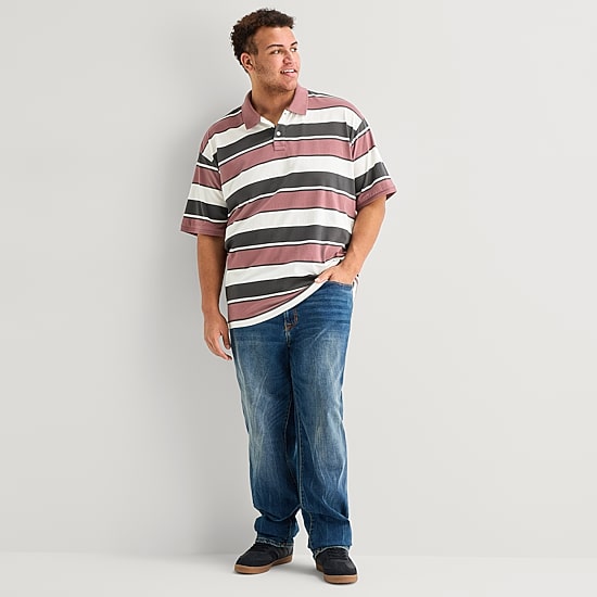 Arizona Big and Tall Mens Boxy Fit Short Sleeve Polo Shirt