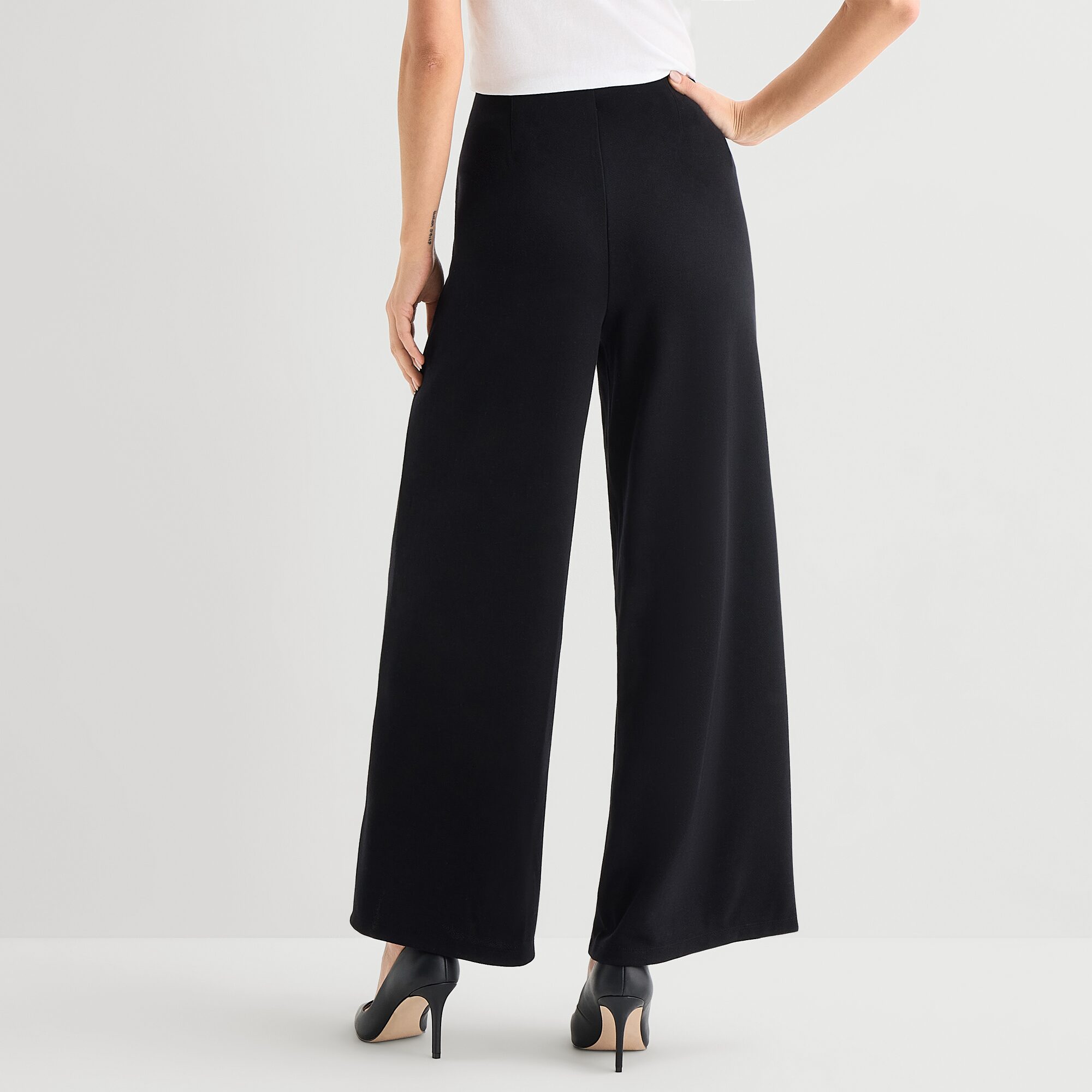 Liz Claiborne Womens Wide Leg High Rise Pull-On Pant