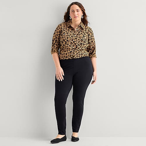 St. John's Bay Womens 31" Skinny Plus Full Length Leggings In Black