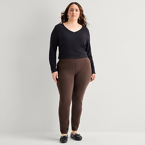 St. John's Bay Womens 31" Skinny Plus Full Length Leggings In Brown