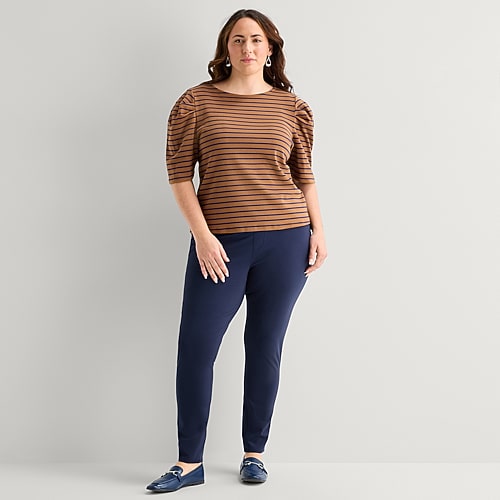 St. John's Bay Womens 31" Skinny Plus Full Length Leggings In Blue