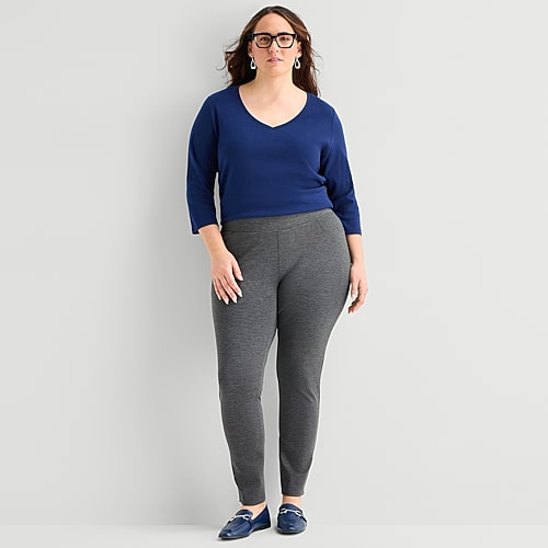 St. John's Bay Womens 31" Skinny Plus Full Length Leggings In Gray
