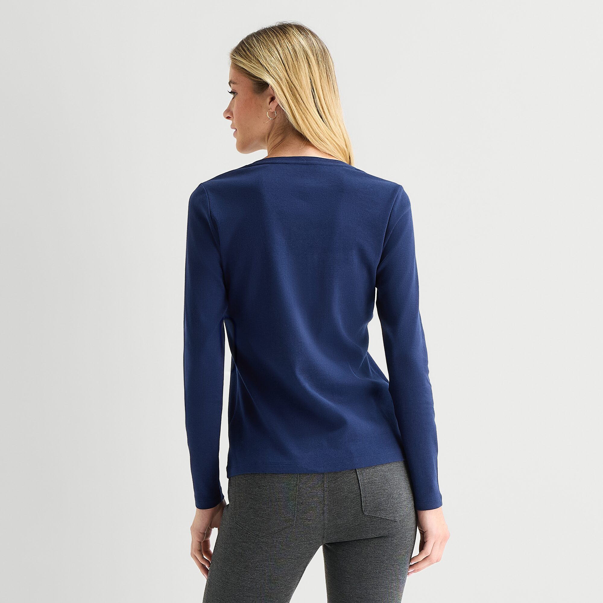 St. John's Bay Womens V Neck Long Sleeve T-Shirt