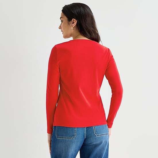 St. John's Bay Womens V Neck Long Sleeve T-Shirt