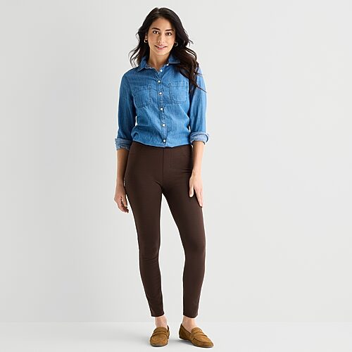 St. John's Bay Womens Skinny Active Pull-on Pant In Brown