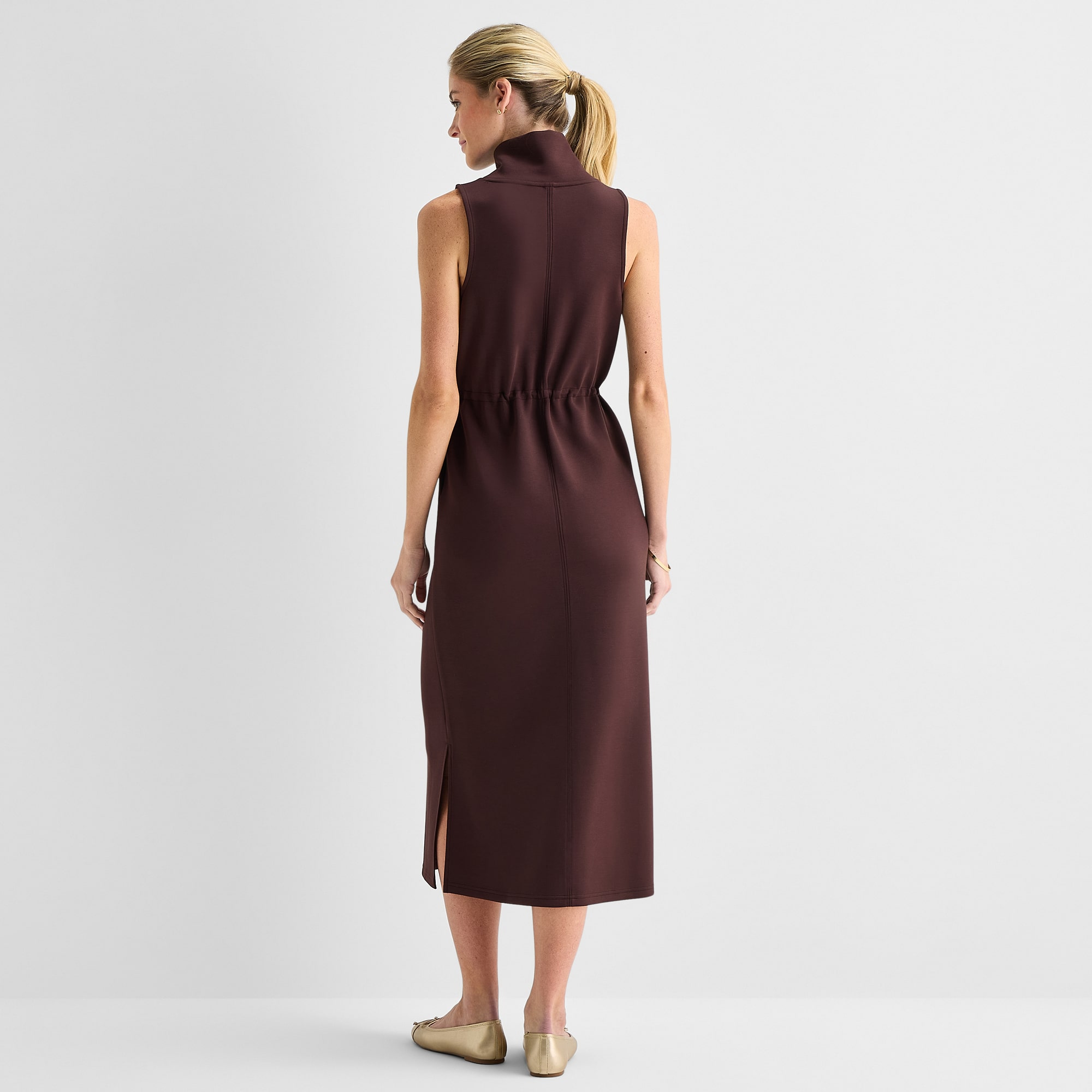Stylus Womens Midi Mock Neck Sleeveless A-Line Dress