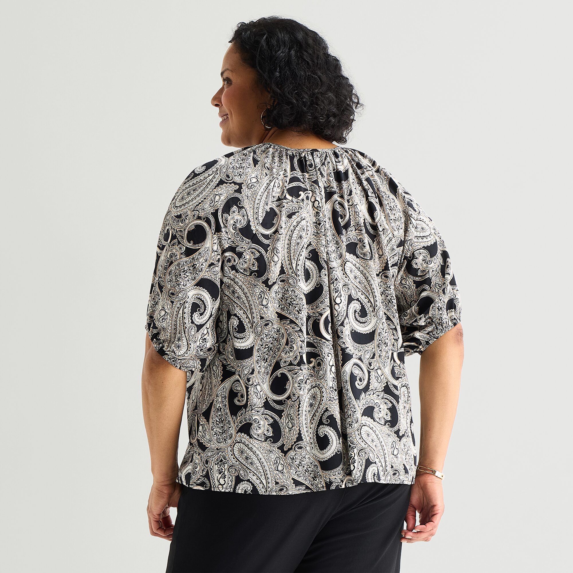 Liz Claiborne Womens Plus Elbow Sleeve Blouse