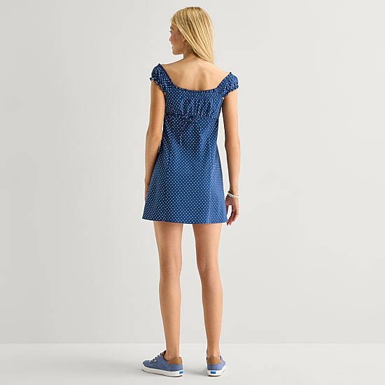 Arizona Womens Juniors Sweetheart Neck Sleeveless Babydoll Dress