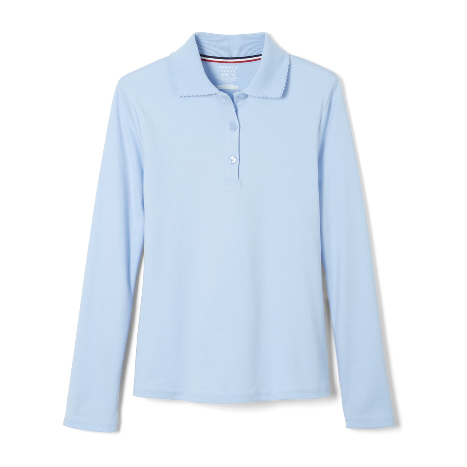 French Toast Little & Big Kid Girls Round Neck Long Sleeve Regular Fit Polo Shirt