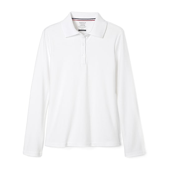 French Toast Little & Big Kid Girls Round Neck Long Sleeve Regular Fit Polo Shirt