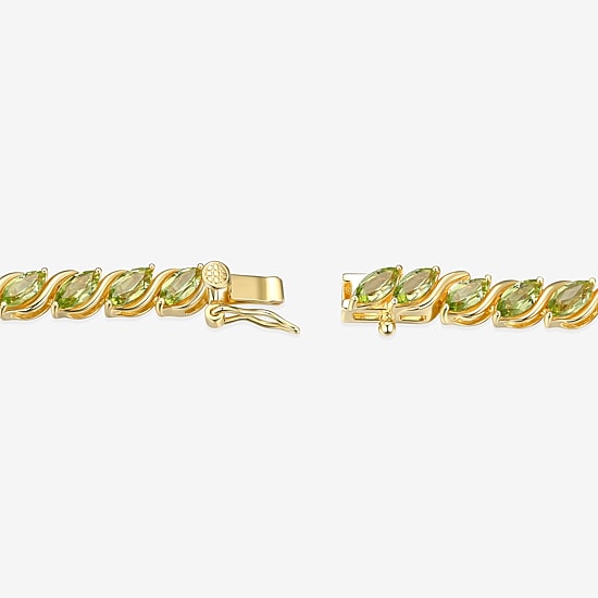 Womens Green Peridot 18K Gold Over Silver Tennis Necklace