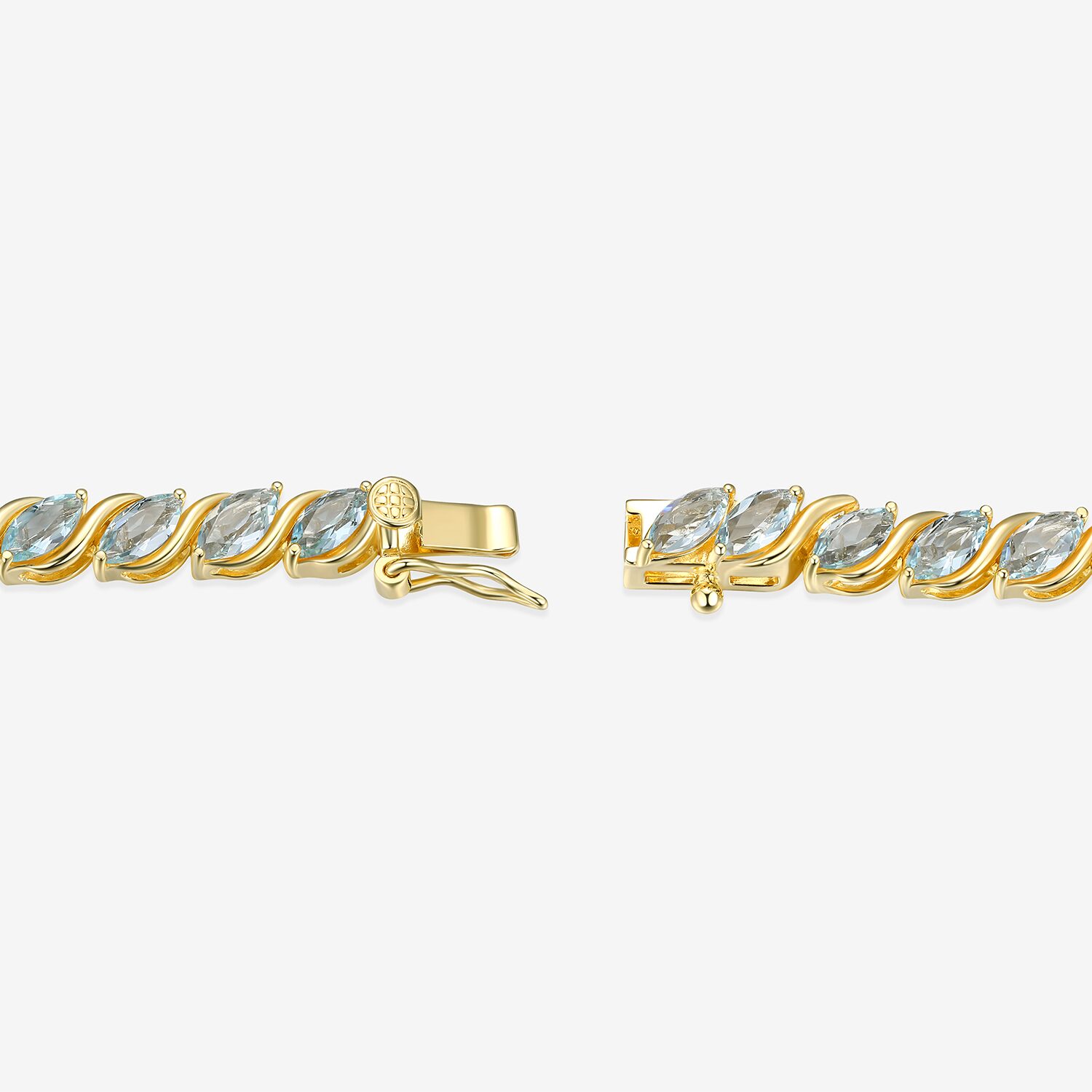 Womens Genuine Blue Topaz 18K Gold Over Silver Tennis Bracelet