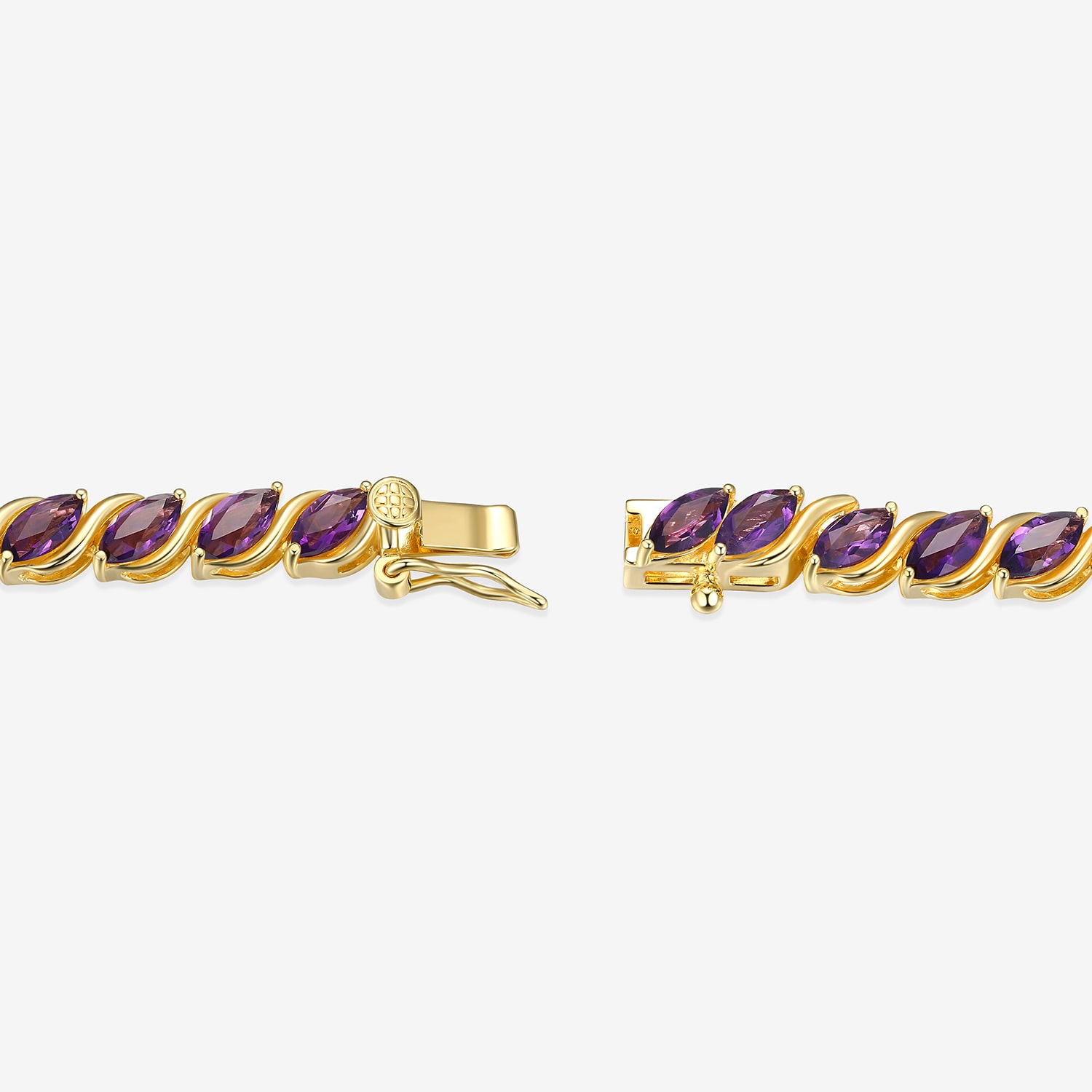 Womens Genuine Purple Amethyst 18K Gold Over Silver Tennis Bracelet