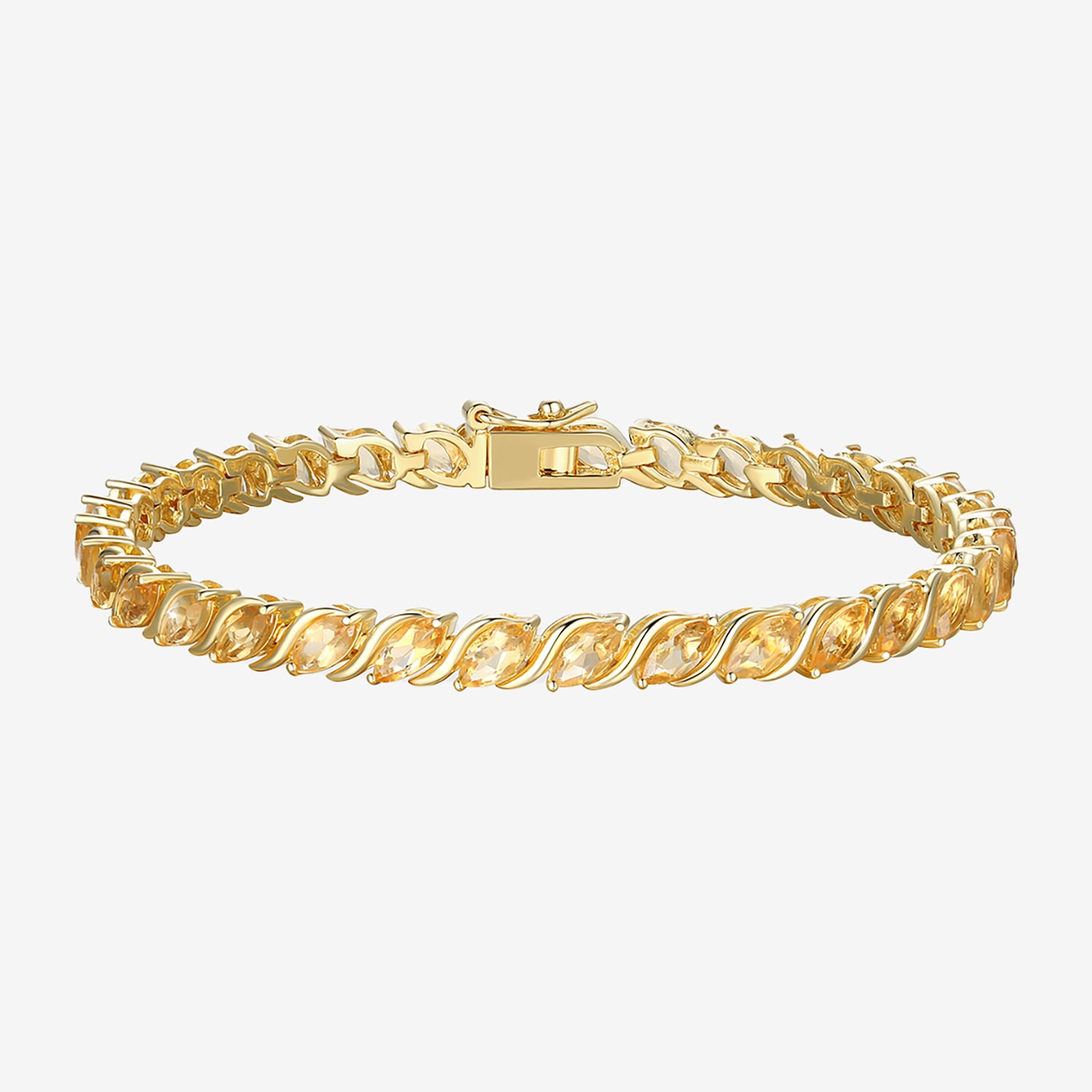 Womens Genuine Orange Citrine 18K Gold Over Silver Tennis Bracelet