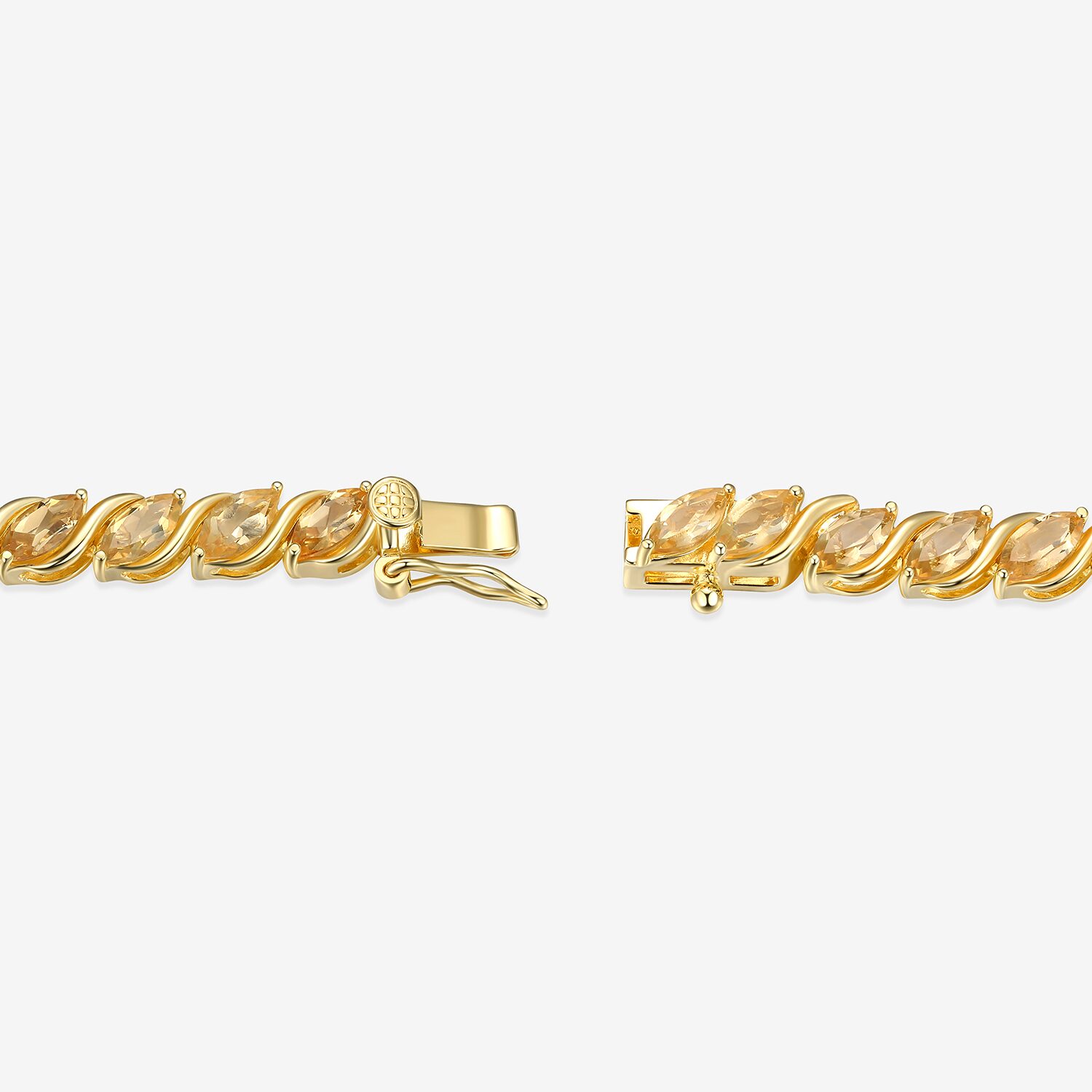Womens Genuine Orange Citrine 18K Gold Over Silver Tennis Bracelet