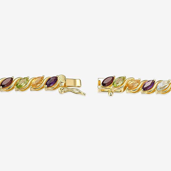 Genuine Mulit-Stone 18K Gold Over Silver Tennis Bracelet