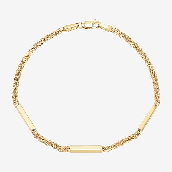 Made in Italy 10K Gold Hollow Bar Station Bracelet