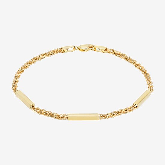 Made in Italy 10K Gold Hollow Bar Station Bracelet