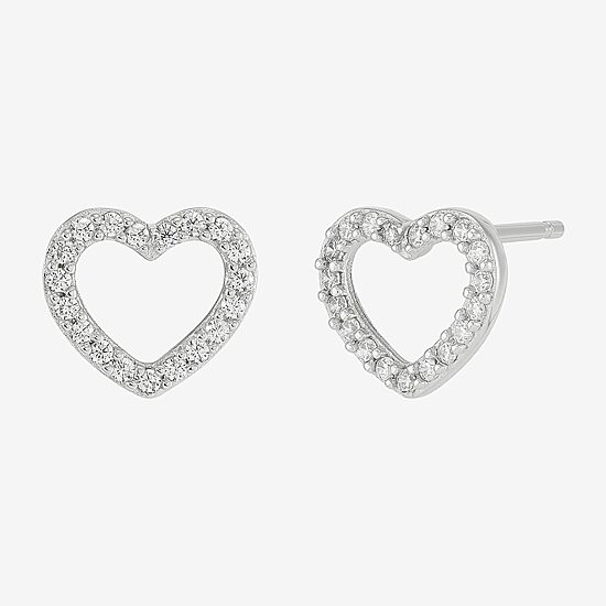 Diamonart Womens Cubic Zirconia Sterling Silver Heart 3 Pair Earring Set