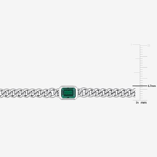 Womens Sterling Silver 7.5 Inch Solid Curb Chain Bracelet
