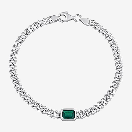 Womens Sterling Silver 7.5 Inch Solid Curb Chain Bracelet