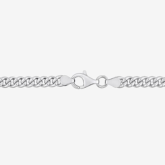 Womens Sterling Silver 7.5 Inch Solid Curb Chain Bracelet
