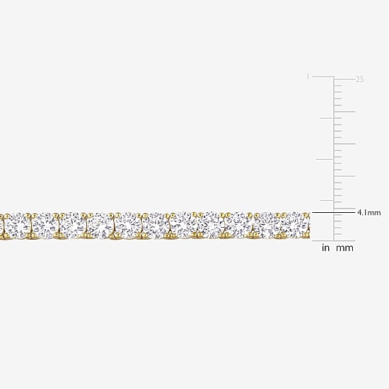 Womens White Sapphire 18K Gold Over Silver 17 Inch Tennis Necklace