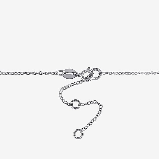 Womens Genuine White Sapphire Sterling Silver Bar 17 Inch Pendant Necklace