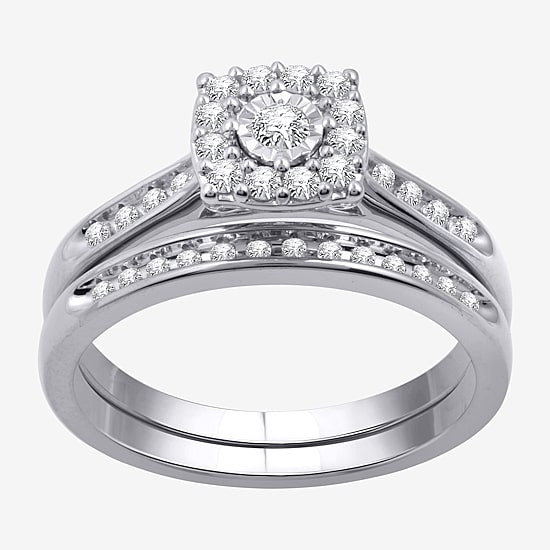 I Said Yes (H-I / I1) Womens 3/8 CT. T.W. Lab Grown White Diamond Sterling Silver or 14K Gold Over Silver Bridal Set