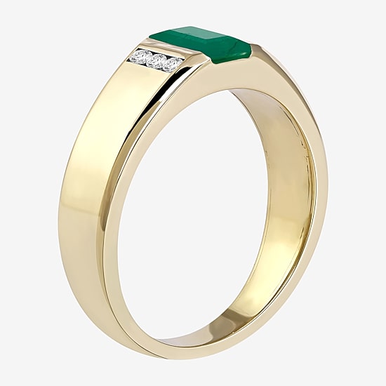 Mens Gemstone & 1/8 CT. T.W. Genuine Diamond 10K Gold Fashion Ring