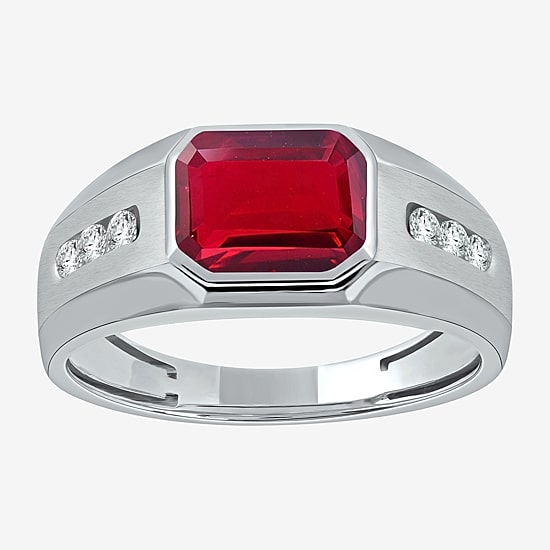 Mens Gemstone Sterling Silver Fashion Ring