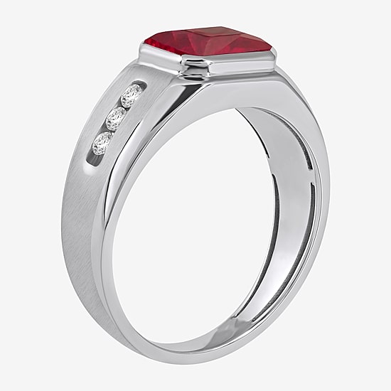 Mens Gemstone Sterling Silver Fashion Ring