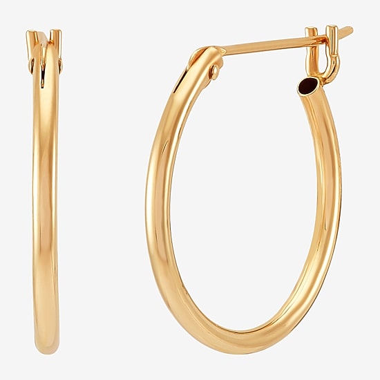 Womens 14K Gold 16mm Round Hoop Earrings