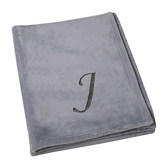 Swift Home Ultra Soft Embroidered Monogram Blanket 50"X60" Washable Midweight Throw