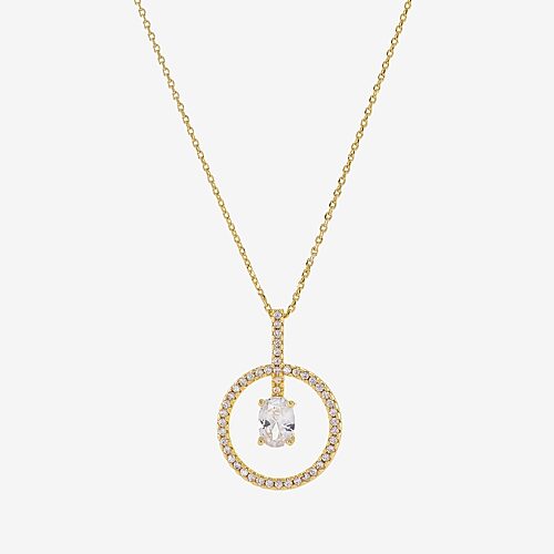 Sparkle Allure Womens Cubic Zirconia 14K Gold Over Brass Round 16 Inch Pendant Necklace, One Size